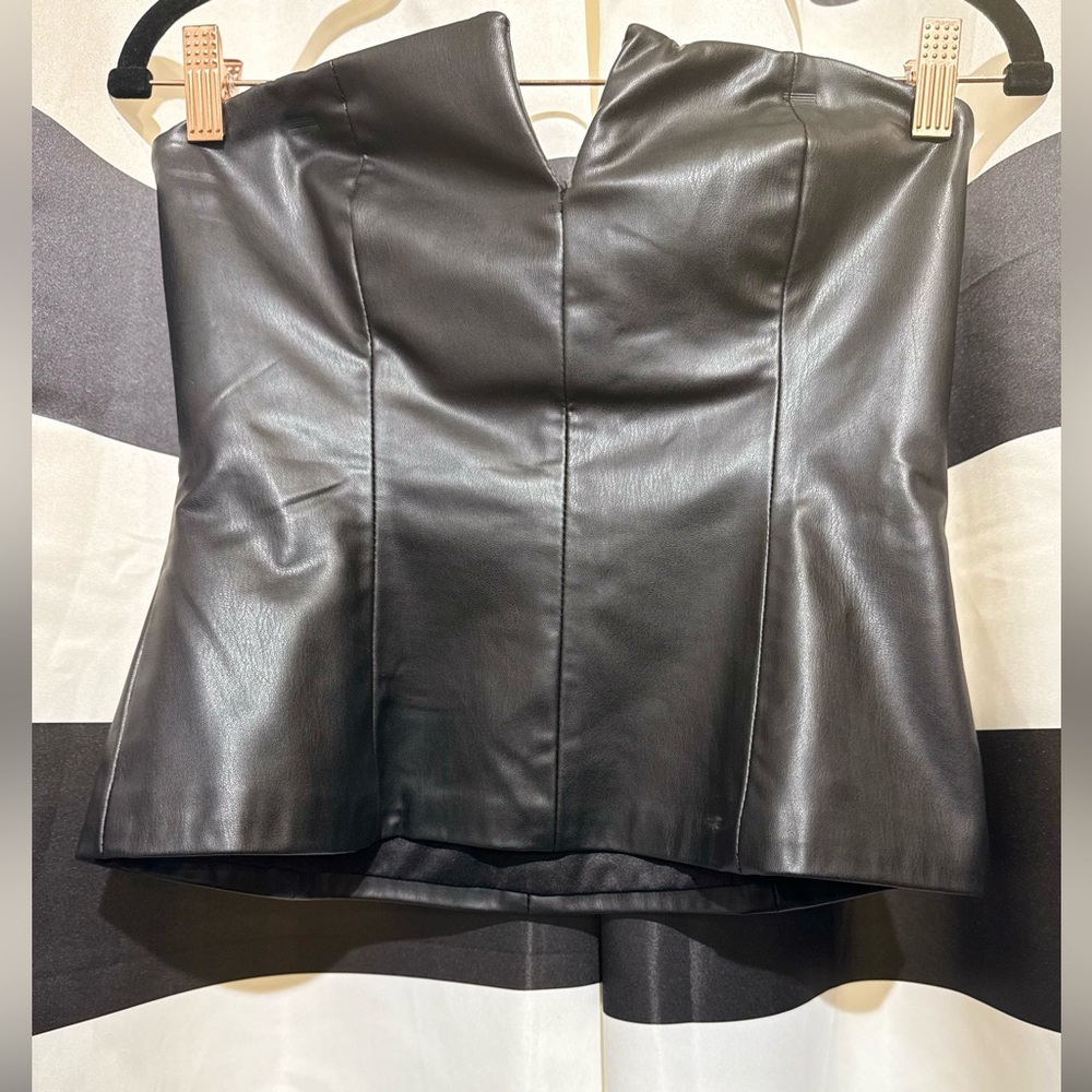 Zara Women's Black Faux Leather Corset